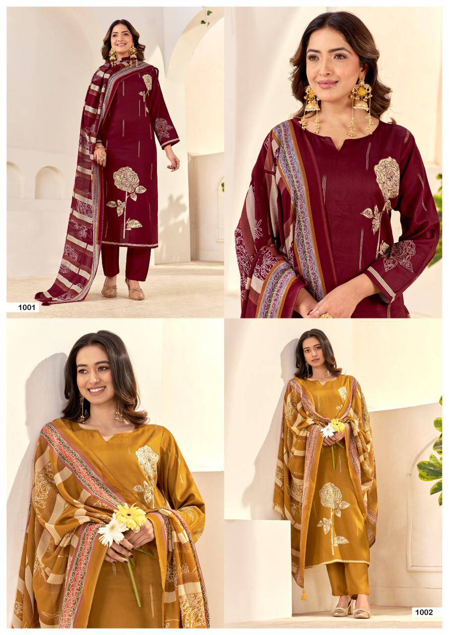 SAMRIDDHI by MUMTAZ ARTS 1001 to 1004 series VISCOSE JAM dresses at Wholesale Price